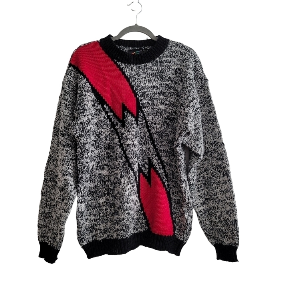 VTG Spettro Men XL Bold Bolt Crewneck Knit Sweater